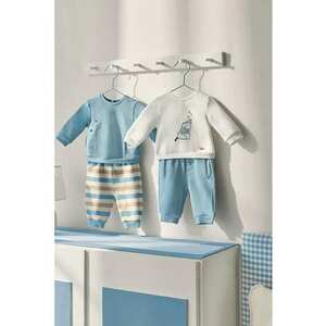 Set de pantaloni din amestec de bumbac si bluza - 2 piese imagine