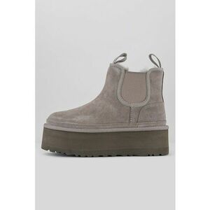 Ghete Chelsea flatform de piele intoarsa cu segmente din material textil Neumel imagine