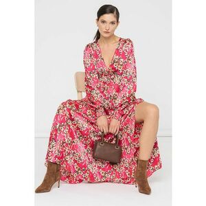 Rochie maxi cu decolteu in V si model floral imagine