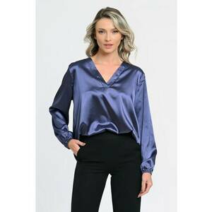 Bluza dama - V258 - cu panglica - Indigo Satin imagine