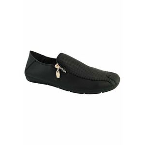 888133494-Mocasini Barbati - Negru - cu fermoar - perforati - Corner imagine