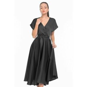 Rochie midi cu croiala petrecuta si decolteu cache-coeur imagine