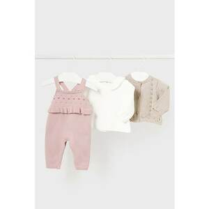 Set de bluza de bumbac - salopeta si cardigan - 3 piese imagine