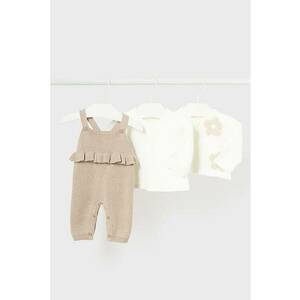 Set de bluza de bumbac - salopeta si cardigan - 3 piese imagine