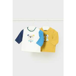 Set de bluza din bumbac cu decolteu la baza gatului - 2 piese imagine