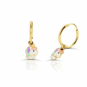 Cercei din aur 14K pentru copii Unicorn Hoops imagine