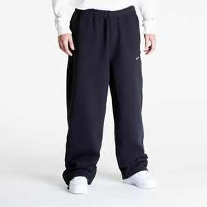 Pantaloni Nike Solo Swoosh Men's Open-Hem Brushed-Back Fleece Pants Black/ White imagine