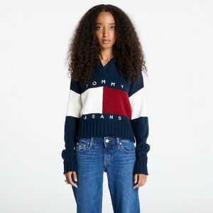 Pulover Tommy Jeans Flag Rugby Sweater Dark Night Navy imagine