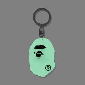 A BATHING APE Glow In The Dark Ape Head Key Chain Green imagine