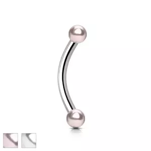 Piercing pentru sprâncene din oțel - două bile netede cu finisaj de nacre - Dimensiune bilă: 3 mm, Culoare zirconiu piercing: Roz - P imagine