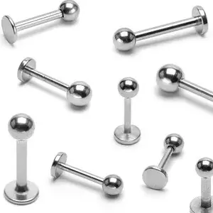 Piercing pentru bărbie, cu o bilă lucioasă simplă de 1, 2 mm - Măsuri: 10 mm x 2 mm imagine