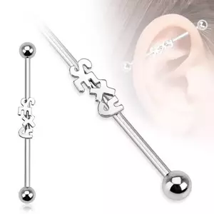 Piercing pentru ureche din oţel - un barbell cu inscripţia SEXY şi zirconiu imagine