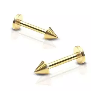 Piercing pentru bărbie, lucios, din oţel - labret cu un con, auriu - Dimensiune: 1, 2 mm x 8 mm imagine