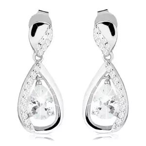 Cercei argint 925 - lacrimi cu zircon transparent imagine