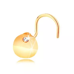 Piercing curbat pentru nas din aur galben de 14K - cerc curbat cu zirconiu transparent imagine