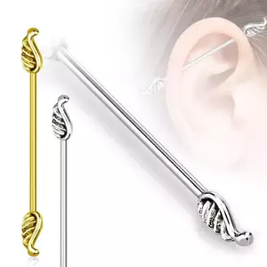 Piercing pentru ureche din oțel 316L - aripi de înger, lățime 1, 2 mm - Culoare Piercing: Argintiu imagine