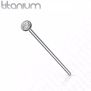 Piercing drept pentru nas din titan - culoare argintie, zirconiu rotund clar, 0, 8 mm - Dimensiune: 0, 8 mm x 19 mm x 2 mm imagine