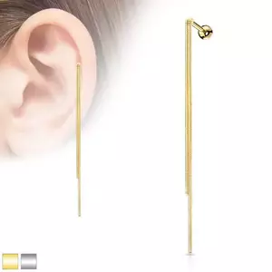 Piercing cu tragus din oțel 316L - șirag neted, lanț dublu cu model șarpe - Culoare: Argintiu imagine