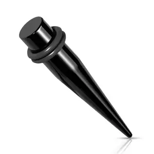 Expander de urechi din oțel 316L - culoare neagră, două benzi de cauciuc, tehnologie de acoperire PVD - Lățime: 1.6 mm imagine