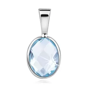 Pandantiv din aur alb de 14K – un oval de topaz albastru imagine