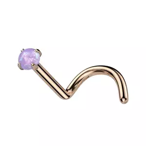 Piercing curbat pentru nas din titan - opal sintetic colorat, 0, 8 mm - Culoare Piercing: Arămiu - roz imagine