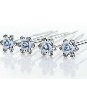 Agrafa Blue Crystal Flower KP1572 imagine