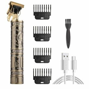 Mașină de tuns electrică cu încărcare USB Budha - Black Brown KP25778 imagine