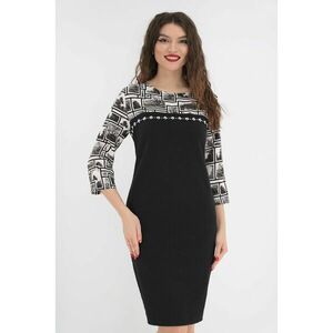 Rochie din stofa neagra cu print alb-negru imagine