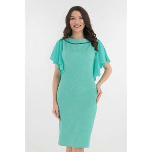 Rochie eleganta din brocard vernil cu maneci ample din voal imagine