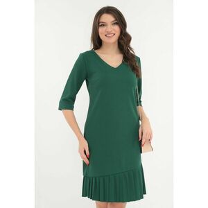 Rochie office verde-smarald cu volan plisat la tiv imagine