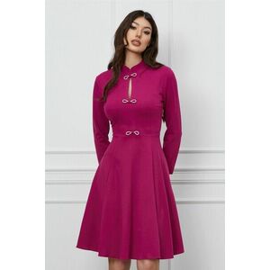 Rochie Dy Fashion fucsia cu funde decorative la bust imagine