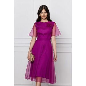 Rochie eleganta, de culoare magenta, cu maneci din voal imagine