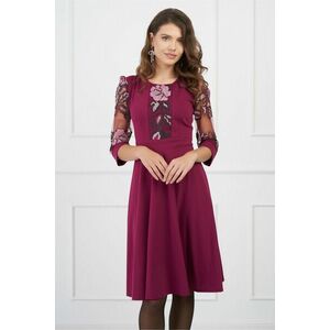 Rochie Ella Collection Ecaterina magenta cu broderie roz imagine