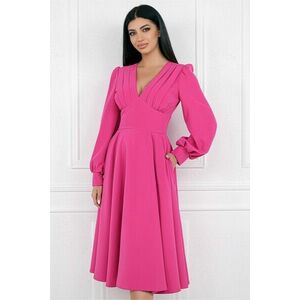 Rochie MBG fucsia cu pliuri pe bust si buzunare functionale imagine