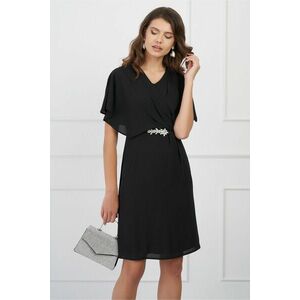 Rochie DY Fashion neagra din voal cu accesoriu in talie imagine