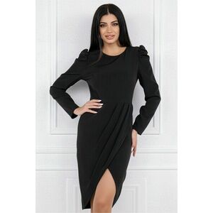 Rochie MGB neagra cu pliuri pe fusta si la umeri imagine