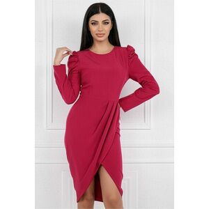 Rochie MGB magenta cu pliuri pe fusta si la umeri imagine