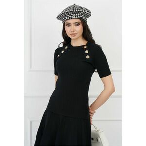 Bluza Adriana neagra cu nasturi decorativi si maneci scurte imagine