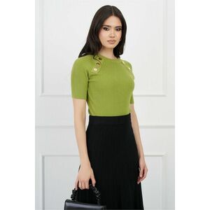 Bluza Adriana verde lime cu nasturi decorativi si maneci scurte imagine