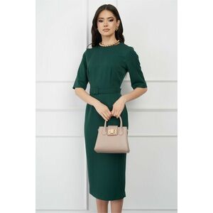 Rochie DY Fashion verde conica cu maneci scurte si curea in talie imagine