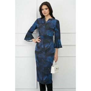 Rochie DY Fashion bleumarin cu imprimeuri si curea in talie imagine