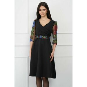 Rochie Ella Collection Adria neagra cu broderie traditionala pe maneci si decolteu petrecut imagine