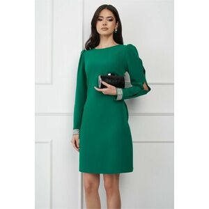 Rochie MBG verde cu strasuri la maneci imagine