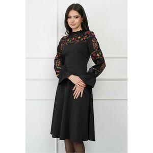 Rochie Moze neagra cu broderie colorata pe bust imagine