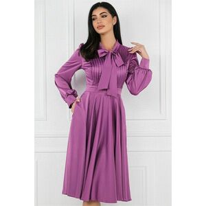 Rochie MBG mov din satin cu pliuri pe bust si buzunare functionale imagine