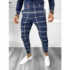 Pantaloni barbati eleganti bleumarin in carouri B1623 B3-2.3 imagine