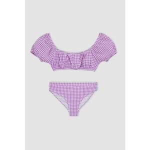 Costum de baie din doua piese cu imprimeu gingham imagine