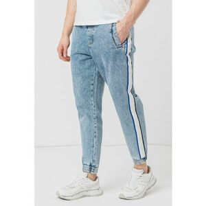 Joggers de denim cu benzi laterale contrastante imagine