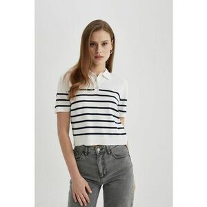 Pulover polo crop cu maneci scurte imagine