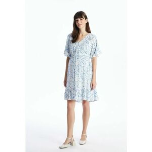 Rochie casual cu imprimeu pentru femei, cu maneci scurte si decolteu in V imagine